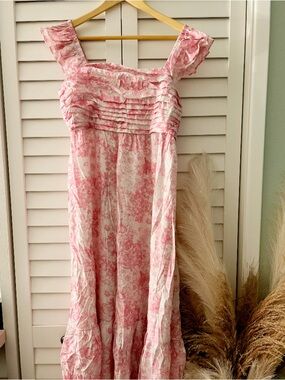 Womens Pink Floral Sundress - Lightweight Summer Dress